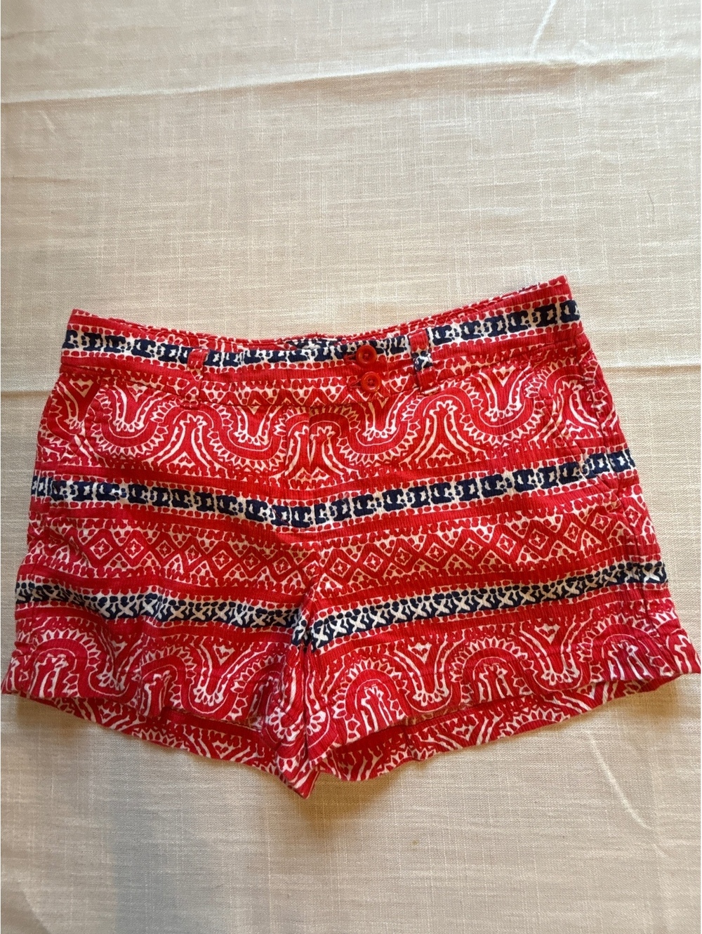 Vineyard Vines Red Patterned Cotton Shorts Size 0